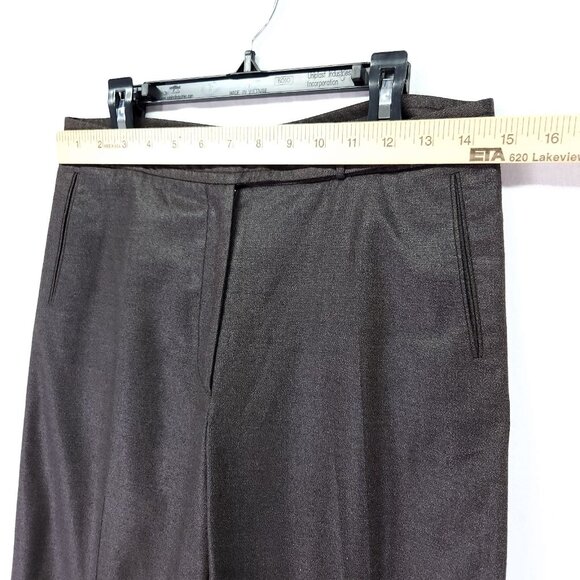 Marlowe Wool Dress Pants Womesn 8 Wide Leg Brown Designer Made In Italy - Picture 4 of 14